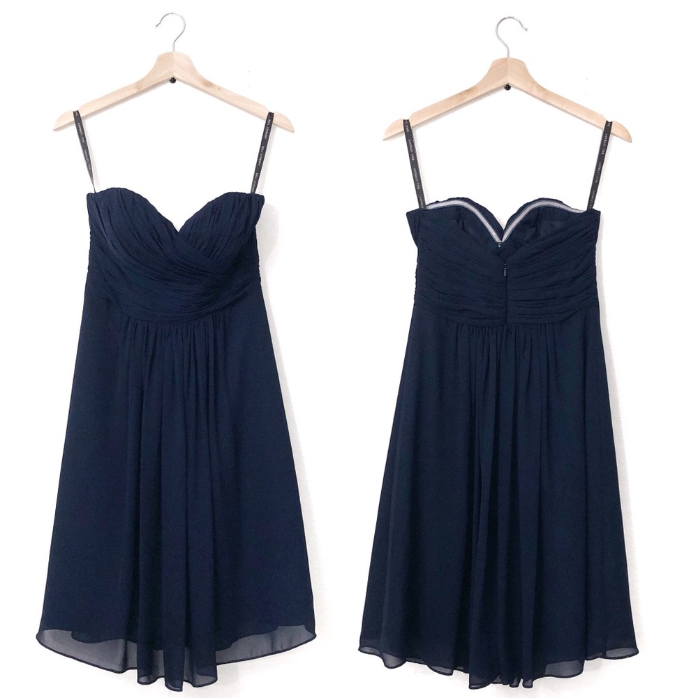 Bill Levkoff Navy Chiffon Bridesmaid Dress